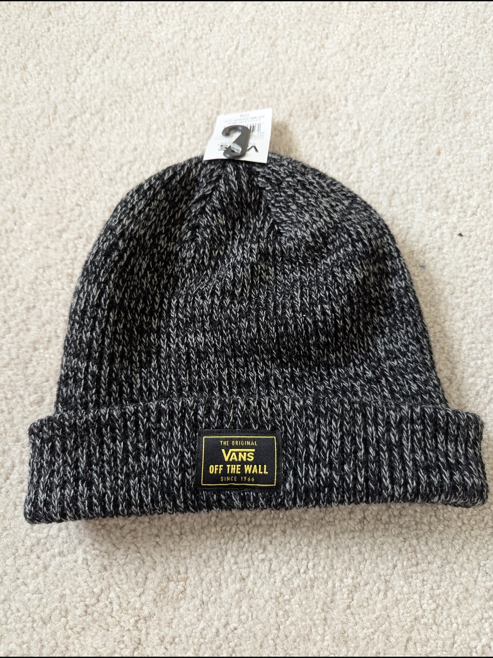 Vans Black and Gray Marled Knit Beanie